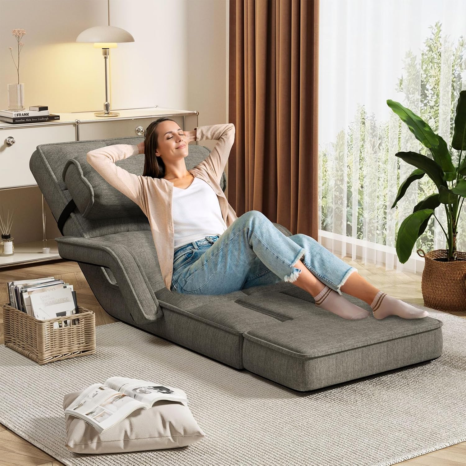AECOJOY Floor Chair, Padded Folding Gaming Chair with 14-Level Adjustable Backrest, Portable Lazy Sofa - Product image 3