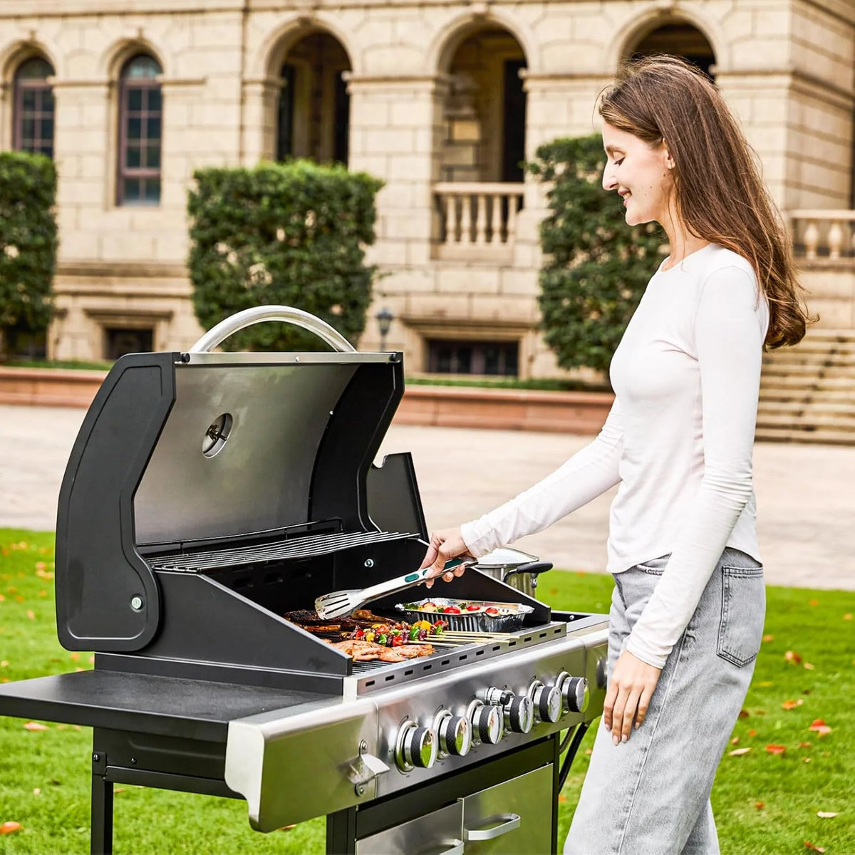 Upgraded 4 Burner BBQ Propane Gas Grill with Cast Iron Grates & Side Stove, 44 - Product image 22