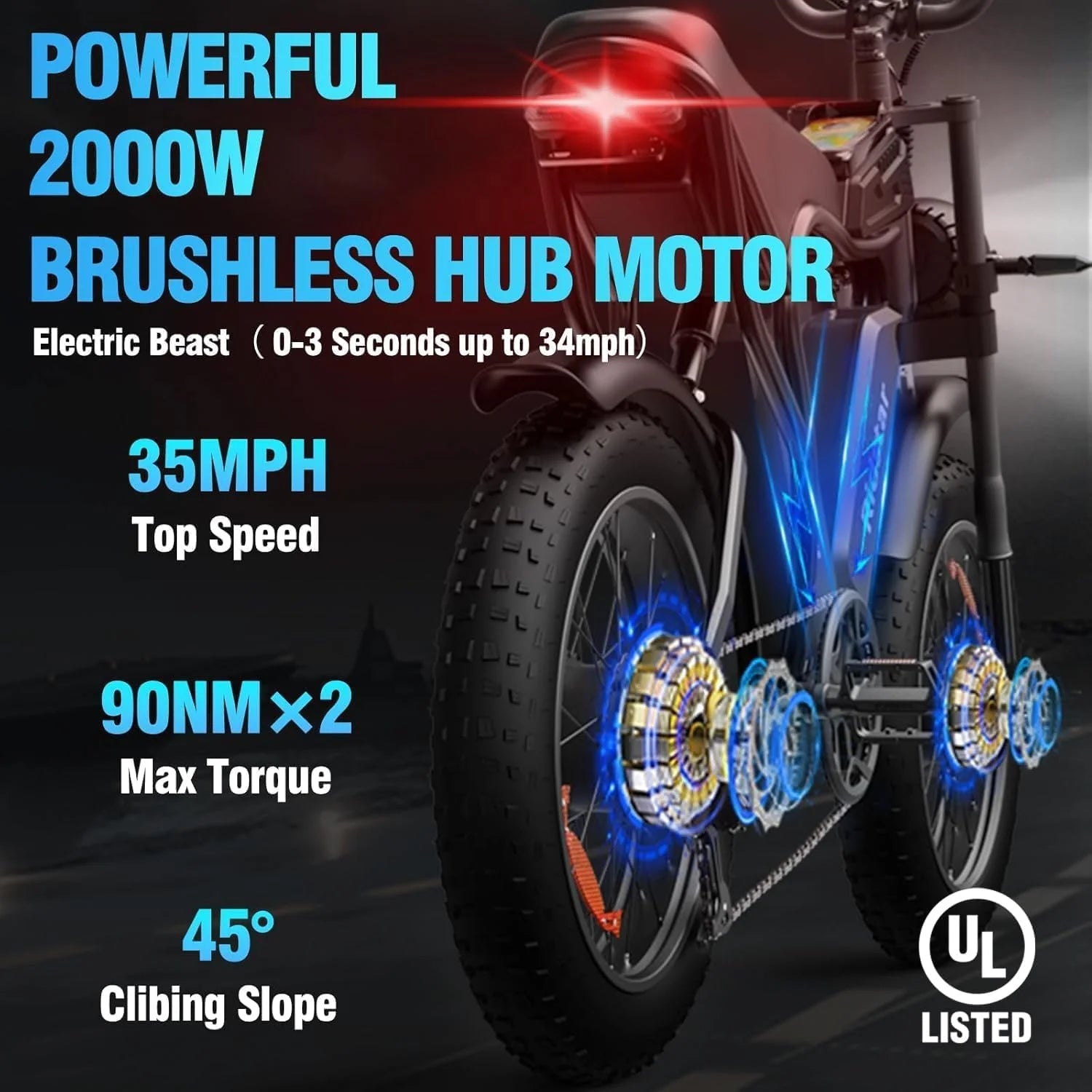 Ridstar Electric Bike for Adults, Peak 1500W 30MPH, 48V 15.6ah Electric Bicycle - Product image 18