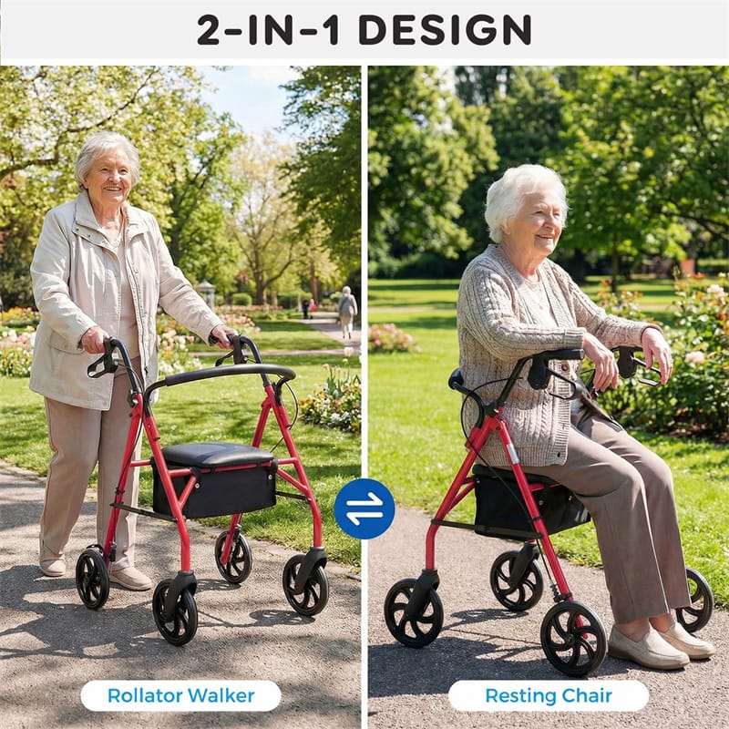 Foldable Rollator Walker with Seat & Height Adjustable Handles for Seniors - Product image 17