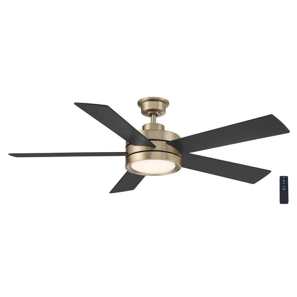 Home Decorators Collection Baxtan 56 in. Integrated LED Indoor Champagne Bronze Gold Ceiling Fan with Light - Product image 1