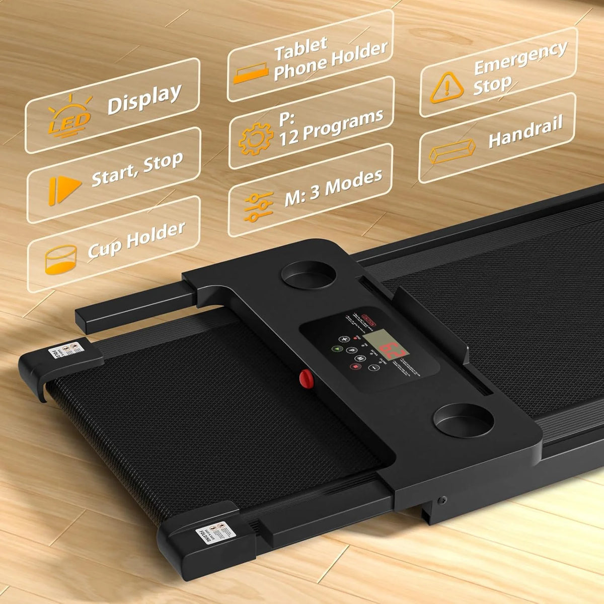 300 lb Portable Folding Treadmill, 3.0 HP Foldable Compact Treadmill for Home Office - Product image 4