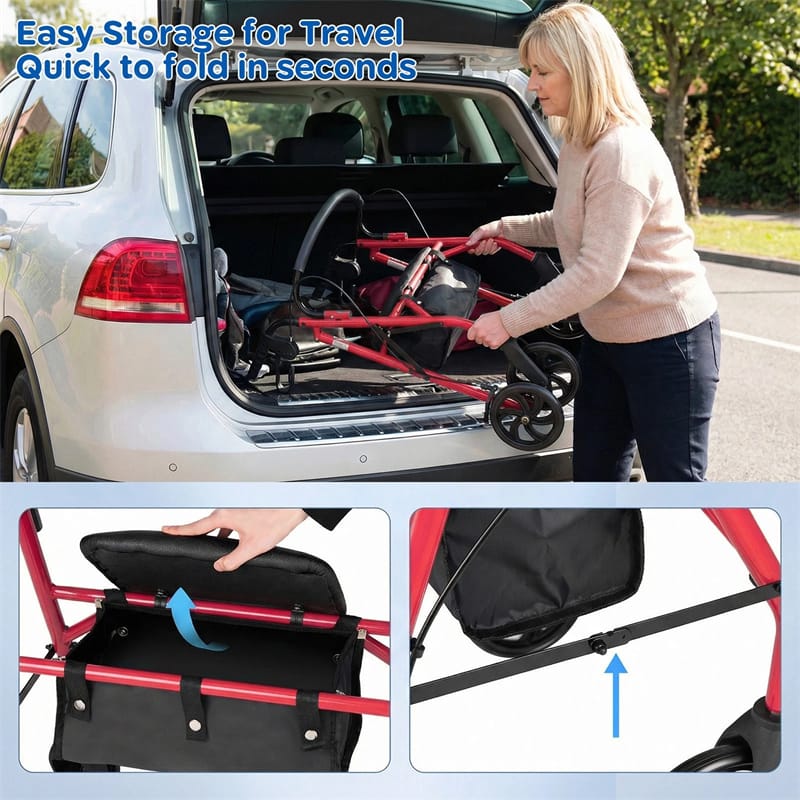 Foldable Rollator Walker with Seat & Height Adjustable Handles for Seniors - Product image 19