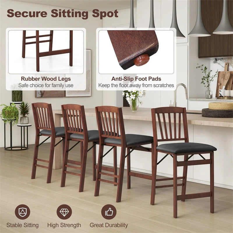 Set of 2/4 Folding Counter Height Bar Stools, 24.5" Portable Kitchen Island Chairs with Padded Seat & - Product image 5