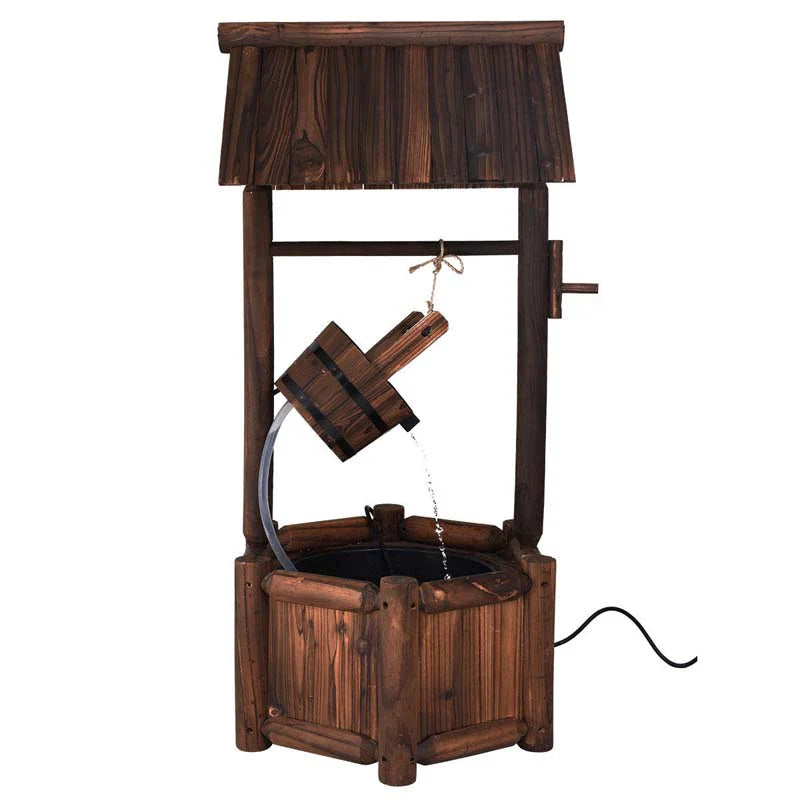 Rustic Outdoor Wishing Well Water Fountain with Electric Pump & Bucket - Product image 5