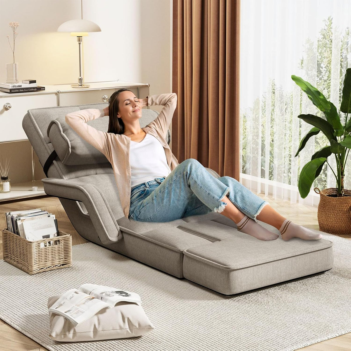 AECOJOY Floor Chair, Padded Folding Gaming Chair with 14-Level Adjustable Backrest, Portable Lazy Sofa - Product image 10