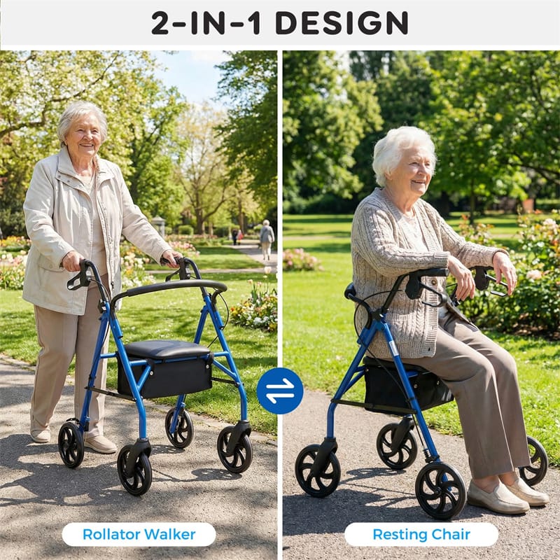 Foldable Rollator Walker with Seat & Height Adjustable Handles for Seniors - Product image 9