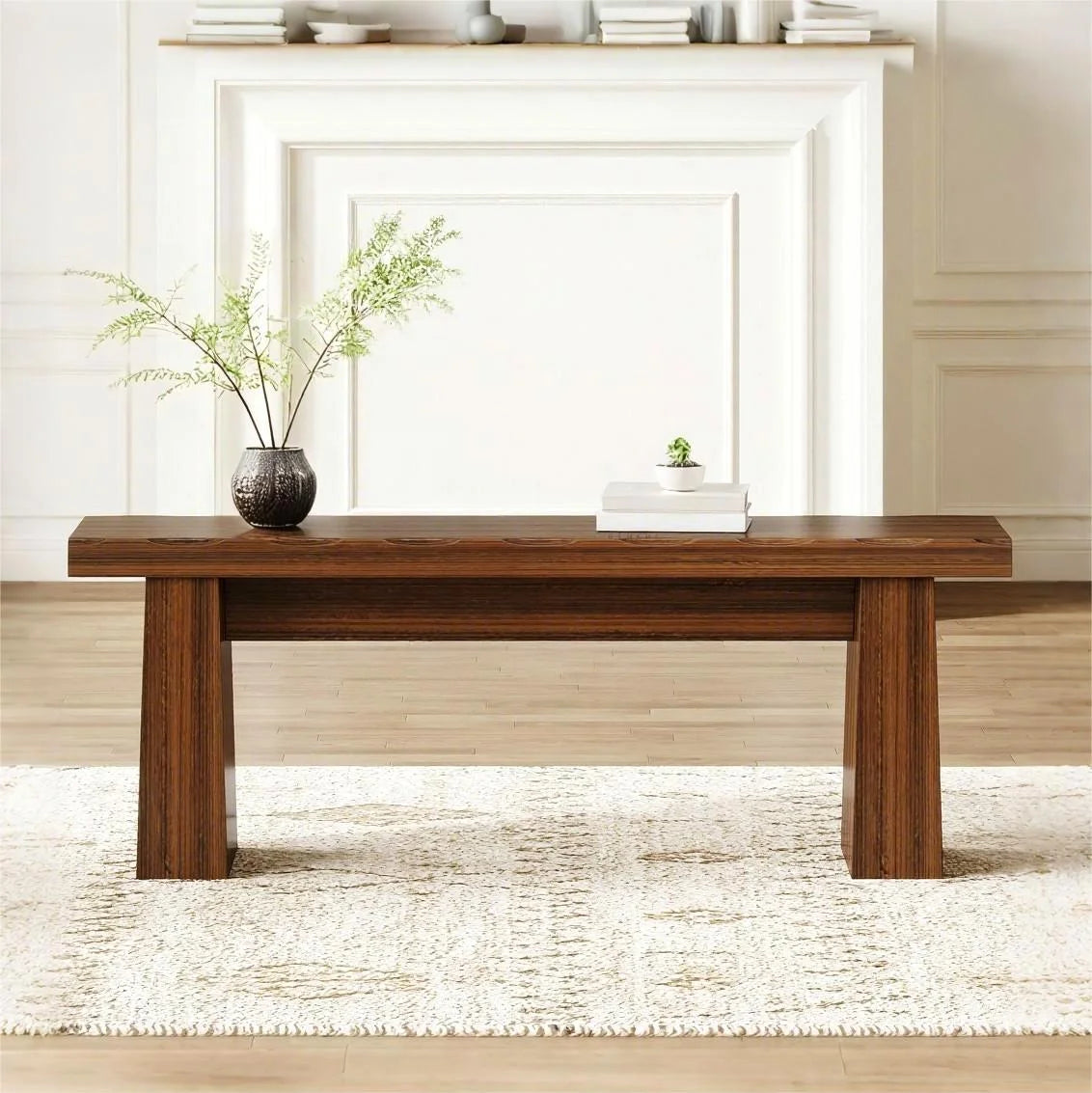 Fnova 48" Wooden Two - Person Backless Entryway Bench with Under - Bench Storage for Outdoor Garden - Product image 29