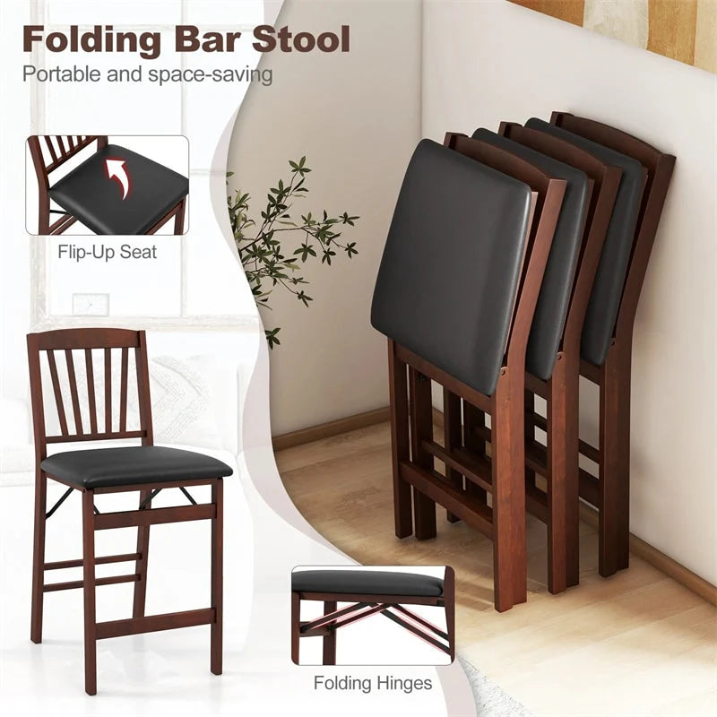 Set of 2/4 Folding Counter Height Bar Stools, 24.5" Portable Kitchen Island Chairs with Padded Seat & - Product image 9