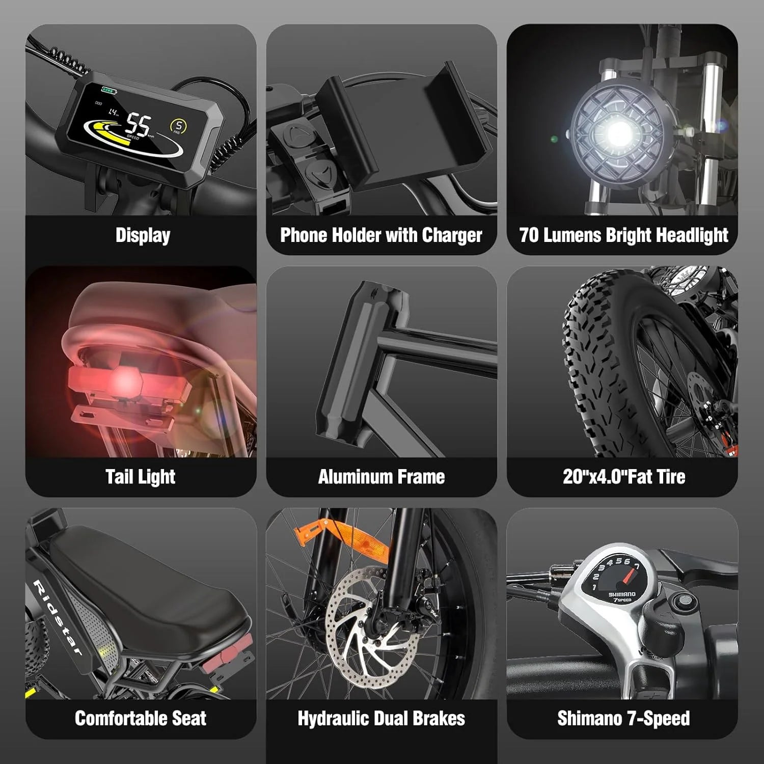 Ridstar Electric Bike for Adults, Peak 1500W 30MPH, 48V 15.6ah Electric Bicycle - Product image 21
