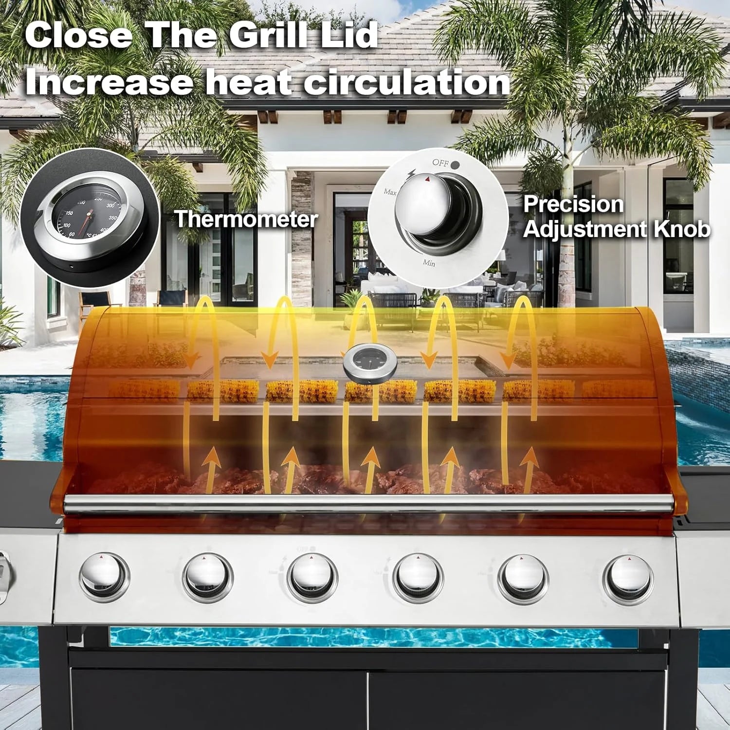 Upgraded 4 Burner BBQ Propane Gas Grill with Cast Iron Grates & Side Stove, 44 - Product image 13
