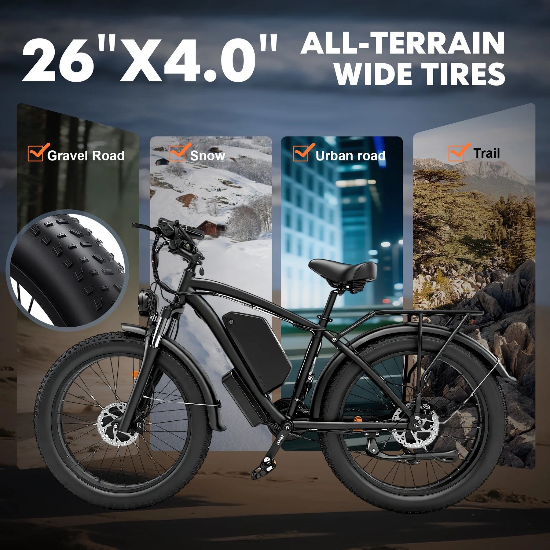 Electric Fat Tire Bike for Adults, 6000W Dual Motor Ebike, Max 50MPH 26"x4.0 Off - Product image 5