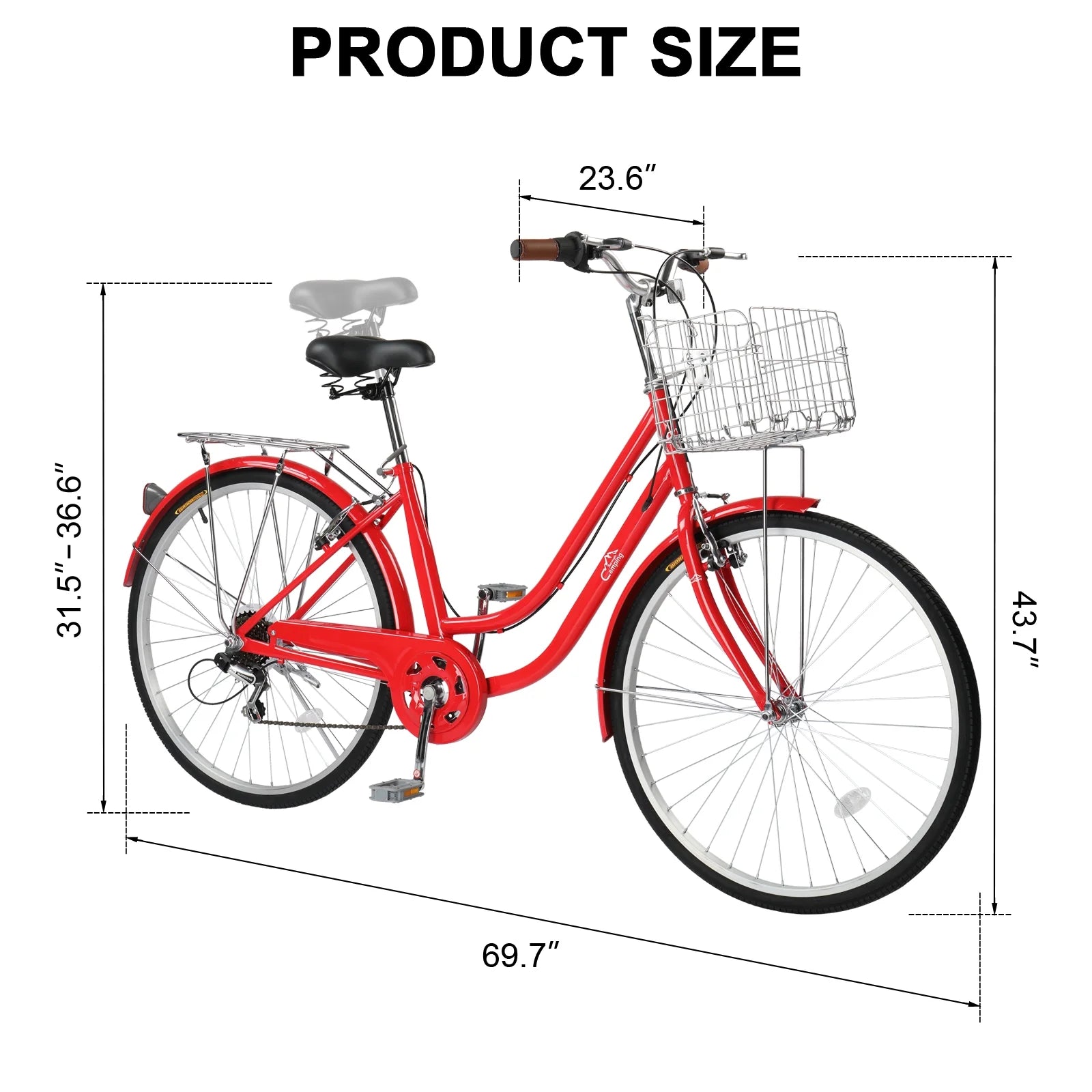 Ktaxon 26in Urban Commuter City Bike, Shimano 7 Speed Adult Road Bicycle, Pink - Product image 10