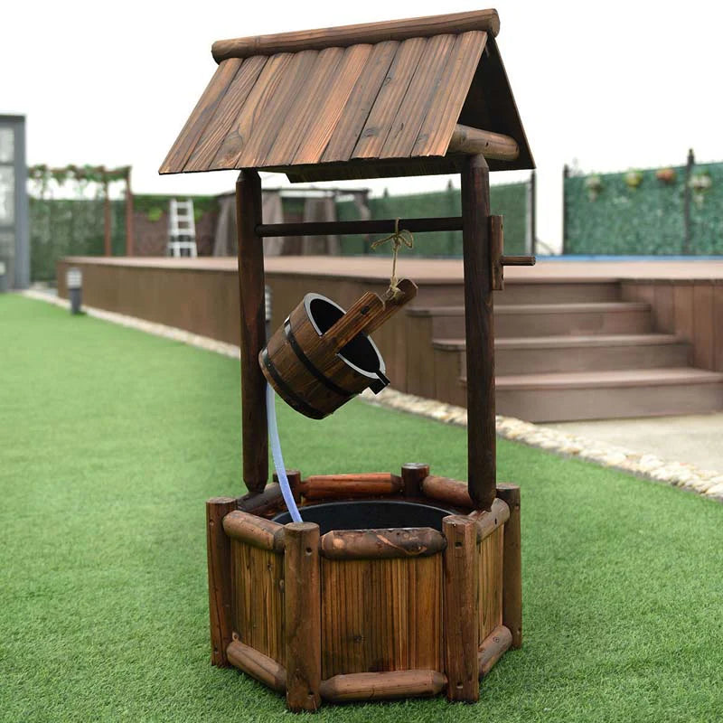 Rustic Outdoor Wishing Well Water Fountain with Electric Pump & Bucket - Product image 10